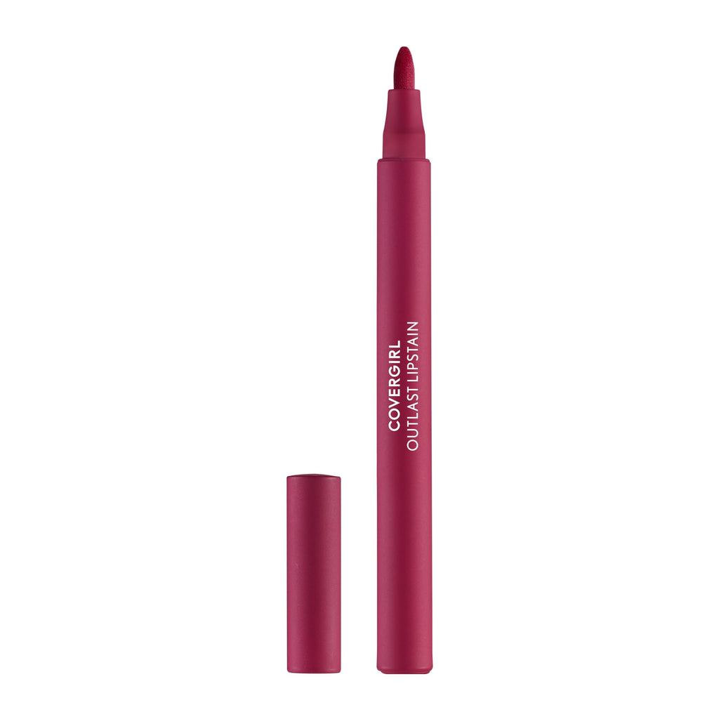 Covergirl Outlast Lipstain, 45 Brazen Raisin, Smooth Application, Precise Pen-Like Tip, Transfer-Proof, Satin Stained Finish, Vegan Formula, 0.06oz