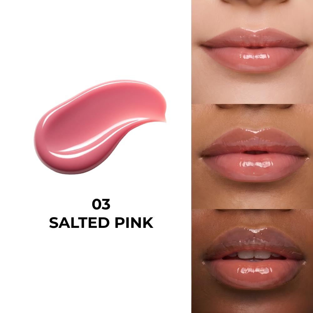 Lip Potion Caramel Glaze Tint | K-Beauty Full-Coverage High-Gloss Lip Tint | Syrupy Shine, Non-Sticky & Long-Lasting | 10 Shades (No.3 Salted Pink)