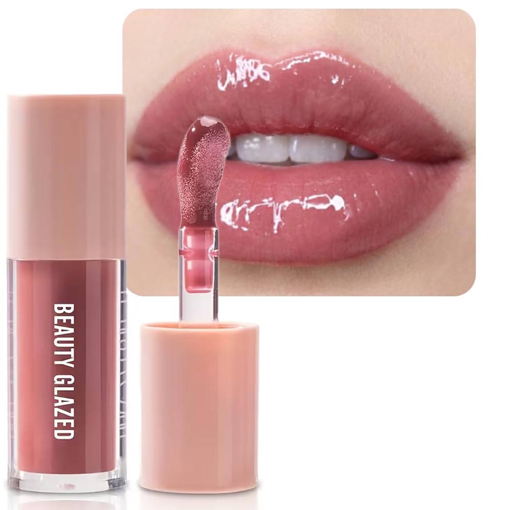 2Pcs/Set Mocha Brown Lip Liner and Nude Gloss Duo – 2PCS 90s Overline Lip Combo Set for Fuller Looking Lips, Deep Sculpting Contour Pencil & High Shine Hydrating Glass Gloss, Non-Sticky Volume Lip Kit