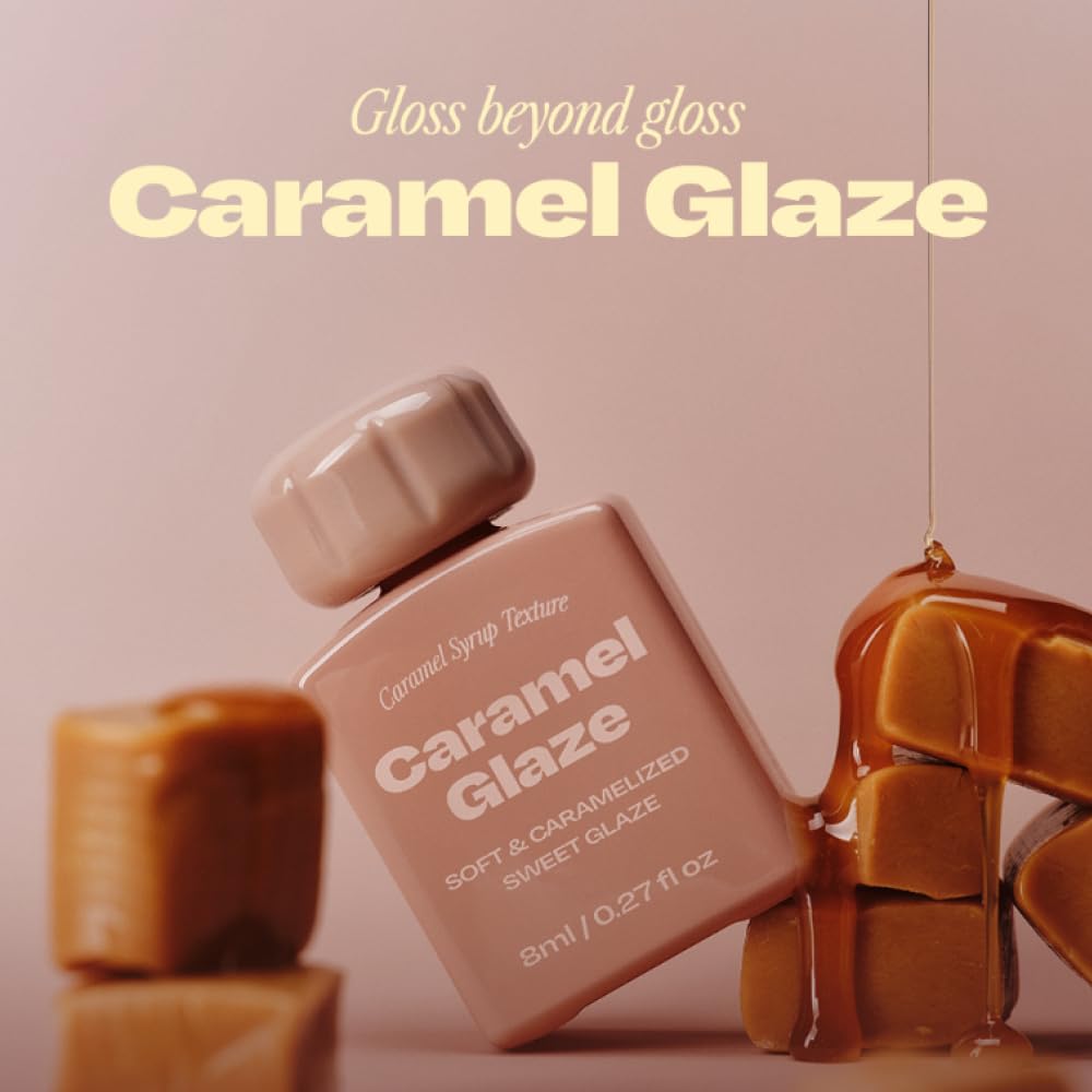Lip Potion Caramel Glaze Tint | K-Beauty Full-Coverage High-Gloss Lip Tint | Syrupy Shine, Non-Sticky & Long-Lasting | 10 Shades (No.3 Salted Pink)