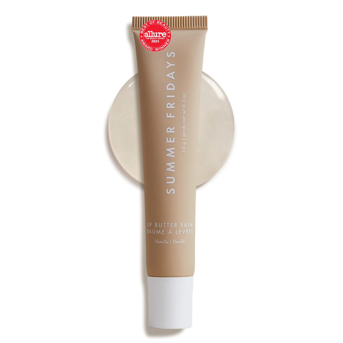 Summer Fridays Lip Butter Balm - Conditioning Lip Mask and Lip Balm for Instant Moisture, Shine and Hydration - Sheer-Tinted, Soothing Lip Care - Vanilla (.5 Oz)