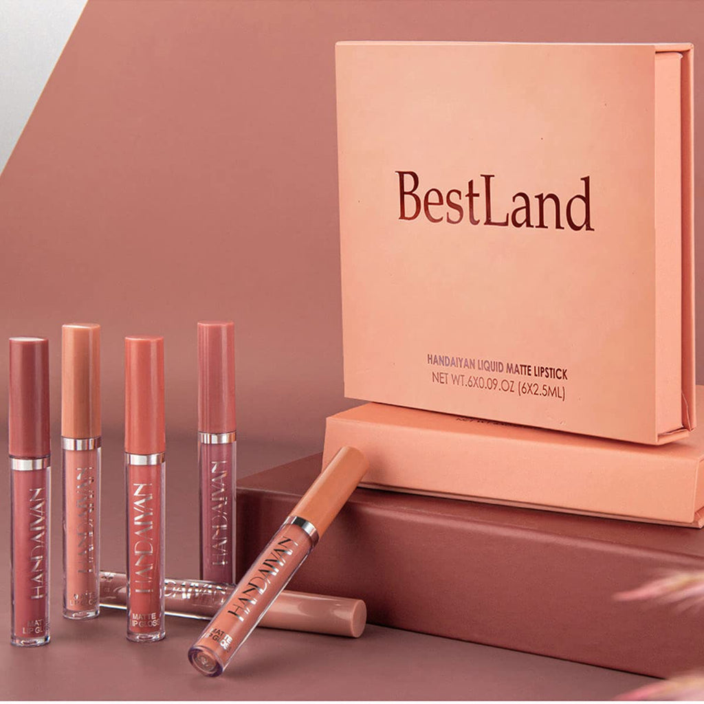 6Pcs Matte Liquid Lipstick Set, Waterproof Non Stick Cup Lip Gloss (Set A)