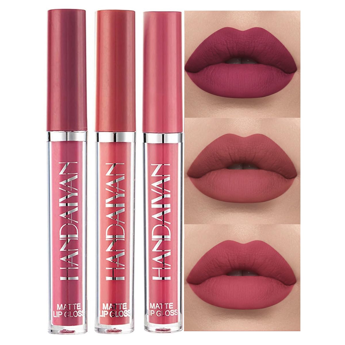 6Pcs Matte Liquid Lipstick Set, Waterproof Non Stick Cup Lip Gloss (Set A)