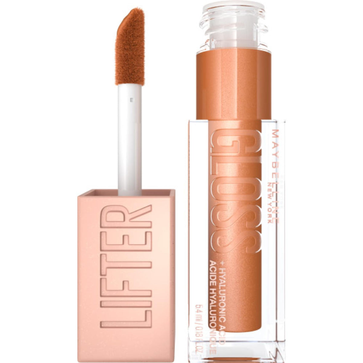 Maybelline Lifter Gloss, Hydrating Lip Gloss with Hyaluronic Acid, Ice, Pink Neutral, 0.18 Ounce