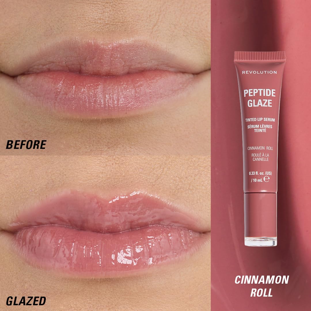 Revolution Peptide Glaze Tinted Lip Serum, Cinnamon Roll