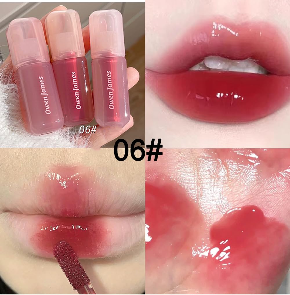 4Pcs Hydrating Lip Gloss Set,High Shine Glass Finish Korean Lip Glaze,Lip Moisturizing Plumping Lipgloss,Moisturizing Water Mirror Liquid Lipstick,Long-lasting Natural Makeup