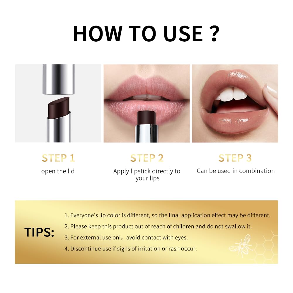 Honey Lipstick Tinted Lip Balm - Sheer Hydrating Lipstick for All Skin Tones - Moisturizing Lip Color, Nourishing Lip Balm with a Hint of Natural Black Cherry Tint