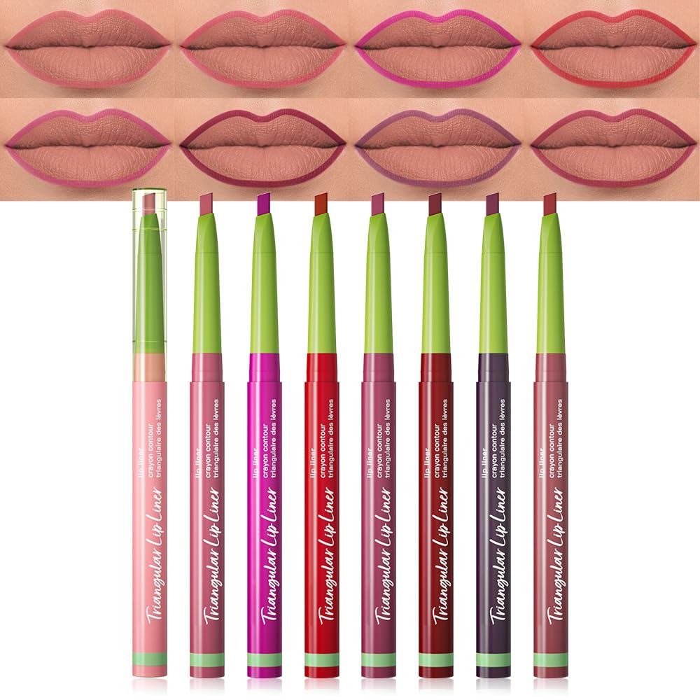 evpct 6Pcs Retractable Lip Liner Pencils Set Pack for Shaping & Sculpting Lips, Mauve Maroon Red Orange Nude Chocolate Dark Brown Plum Creamy Matte Gel Lip Liner Lipliners Pencil delineador de labios