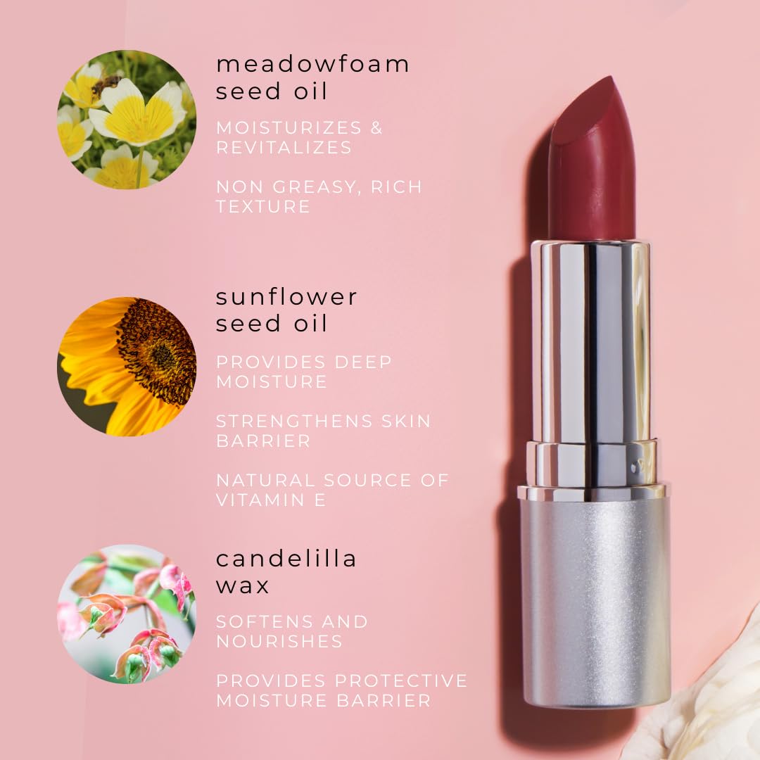 Honeybee Gardens Truly Natural Lipstick, Heirloom Pink Mauve Matte, 0.11 oz