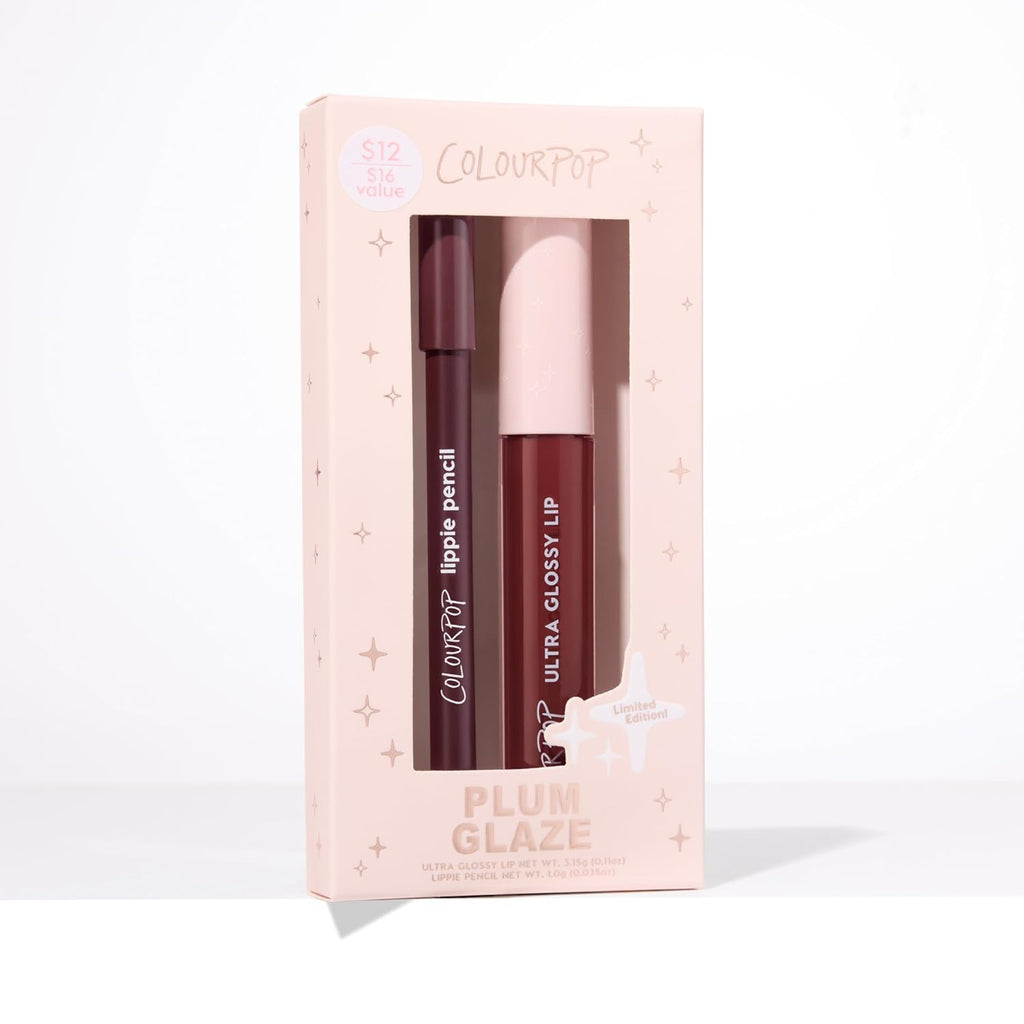 ColourPop Plum Glaze Lip Kit - High-Pigment, Long-Lasting & Sharpenable Lip Liner and Lip Gloss with High-Impact Color - Includes Shades For the Plot & Plum Cola (2 Count)