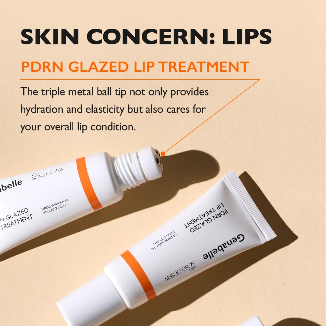 Genabelle PDRN Glazed Lip Treatment – Hydrating & Plumping Lip Balm with PDRN & Peptides for Soft, Glossy Lips – Intensive Lip Repair & Moisture Lock, Glass Skin, Korean Skincare - 0.33 fl oz