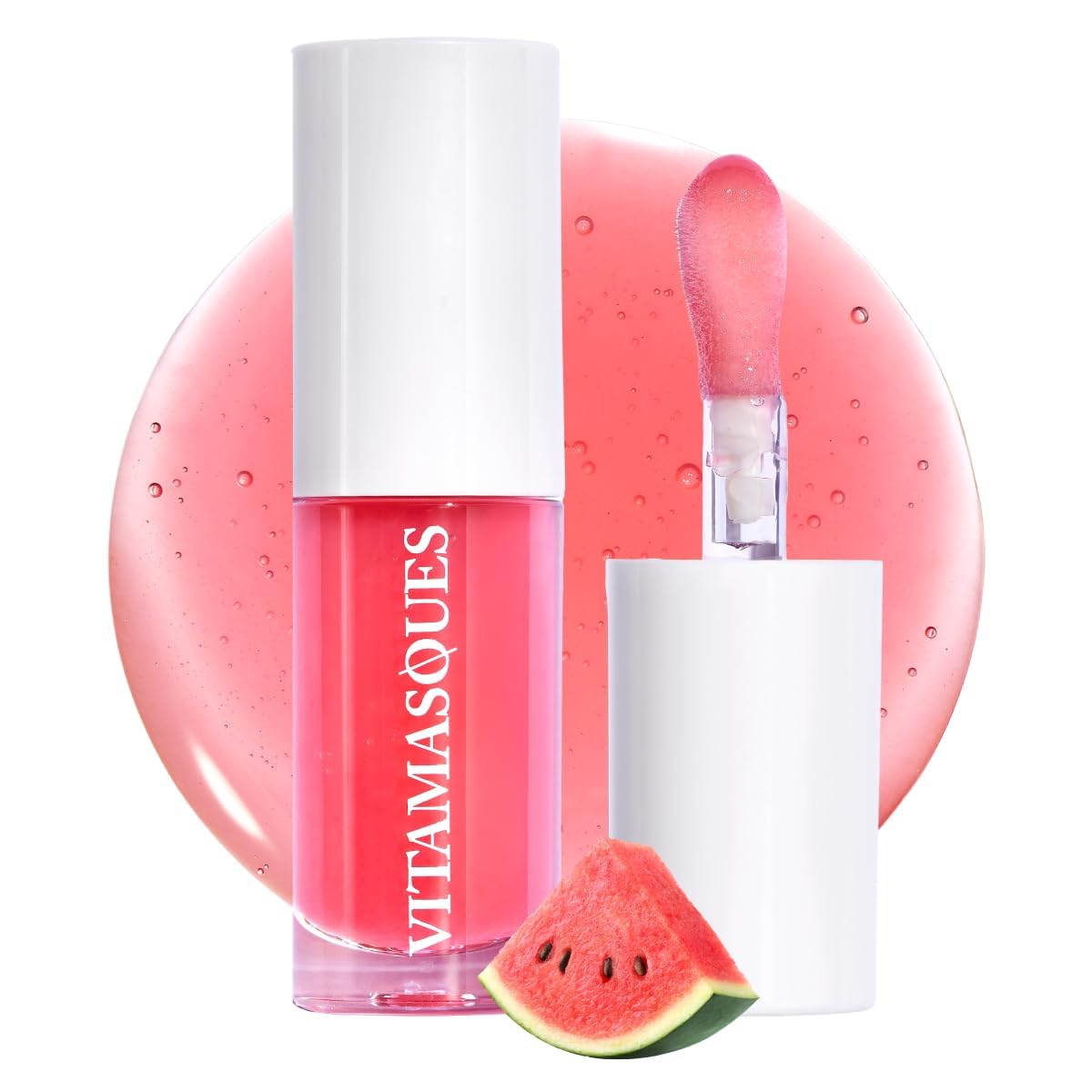 Vitamasques Korean Lip Oil Treatment - Strawberry Glaze Plump & Hydrate, Korean Lip Gloss, Lip Gloss plumper, Lip Oil For Women, Non-Sticky Lip Glow Oil Moisturizing - 0.17 Fl Oz
