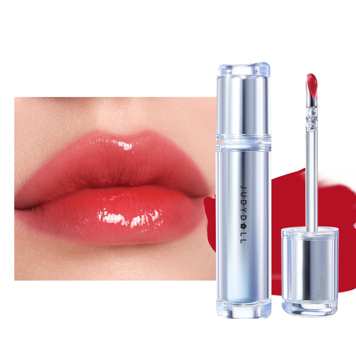 JUDYDOLL Ice Watery Lip Gloss, Moisturizing Liquid Lipstick with Hyaluronic Acid & Collagen,Long-lasting Mirror Lip Glazes with Iron Applicator(#10 Juiced Berry)