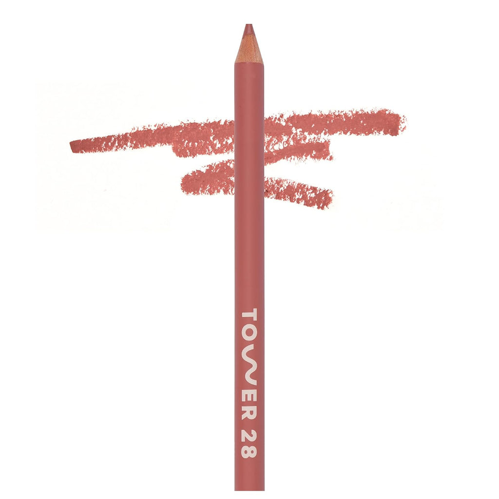 Tower 28 OneLiner - Multi-Use Creamy Lip Liner, Eyeliner & Face Makeup Pencil for Sensitive Skin - Hydrating, Vegan Formula with Shea Butter - Matte, Long-Lasting Finish - Warm Rose (1 Count)
