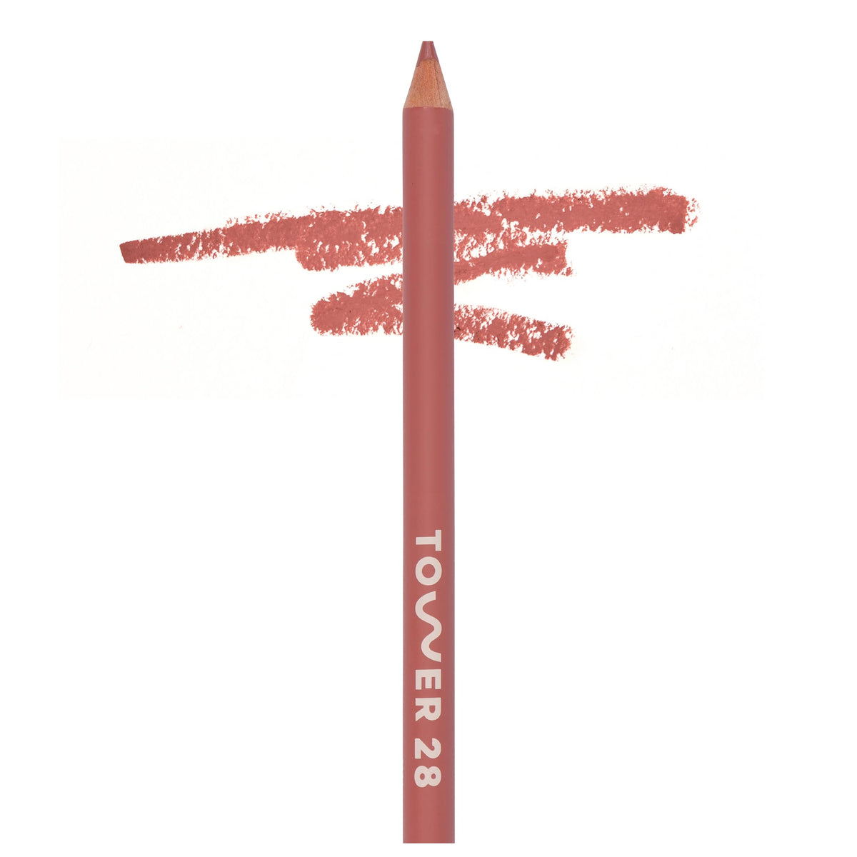 Tower 28 OneLiner - Multi-Use Creamy Lip Liner, Eyeliner & Face Makeup Pencil for Sensitive Skin - Hydrating, Vegan Formula with Shea Butter - Matte, Long-Lasting Finish - Warm Rose (1 Count)
