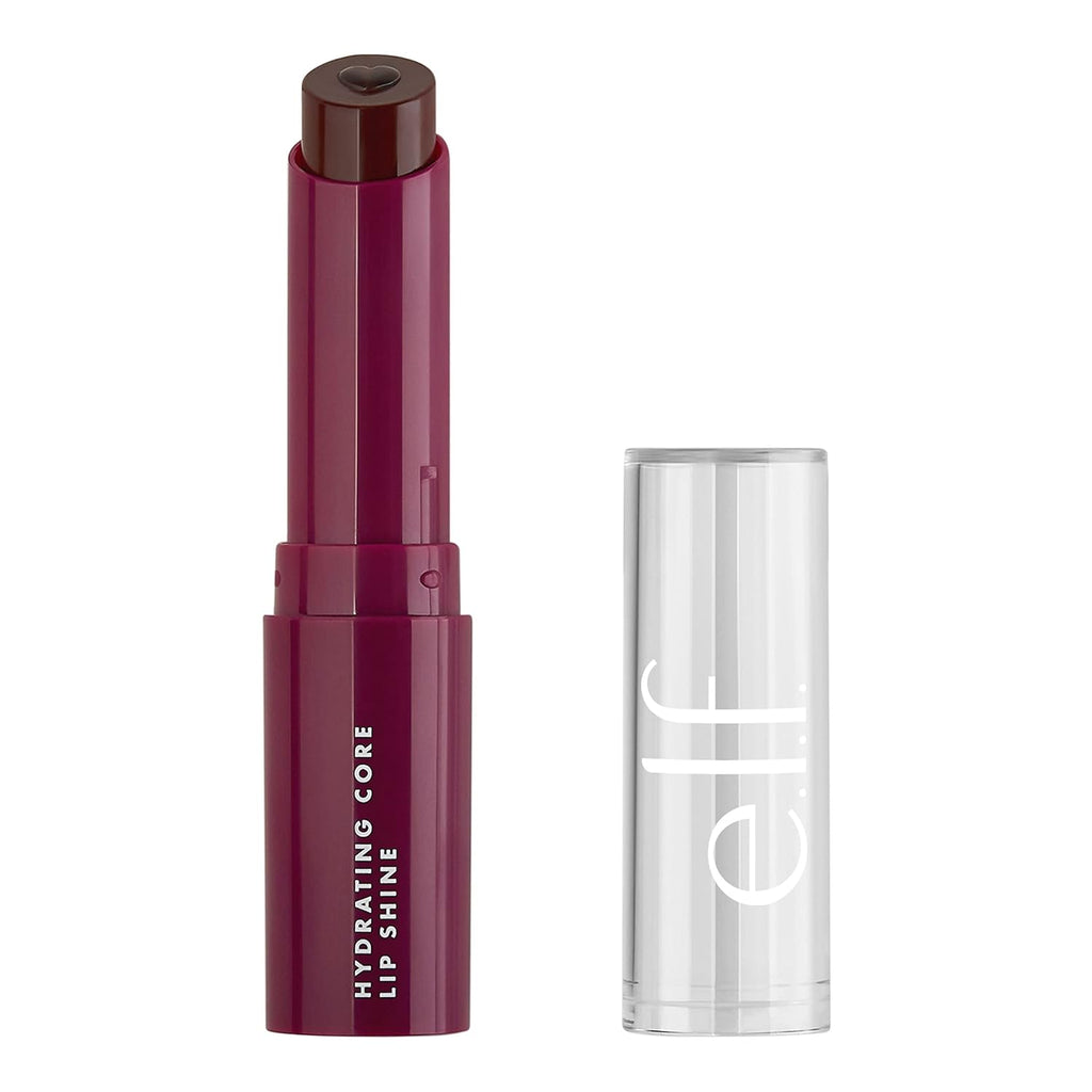 e.l.f. Hydrating Core Lip Shine with Shea Butter & Vitamin E, Tinted Lip Balm for A Smooth, Glossy Finish & Long-Lasting Moisture, Ecstatic Deep Berry