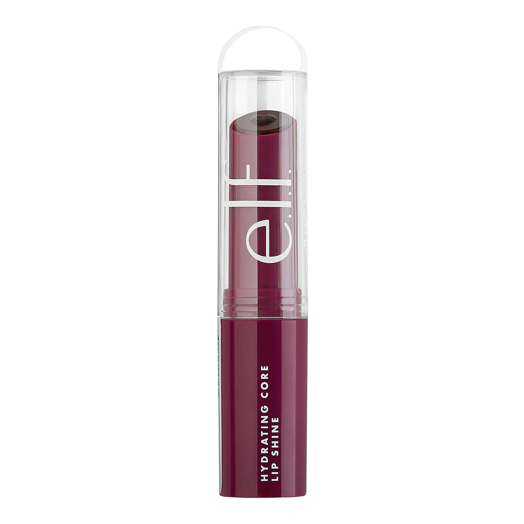 e.l.f. Hydrating Core Lip Shine with Shea Butter & Vitamin E, Tinted Lip Balm for A Smooth, Glossy Finish & Long-Lasting Moisture, Ecstatic Deep Berry