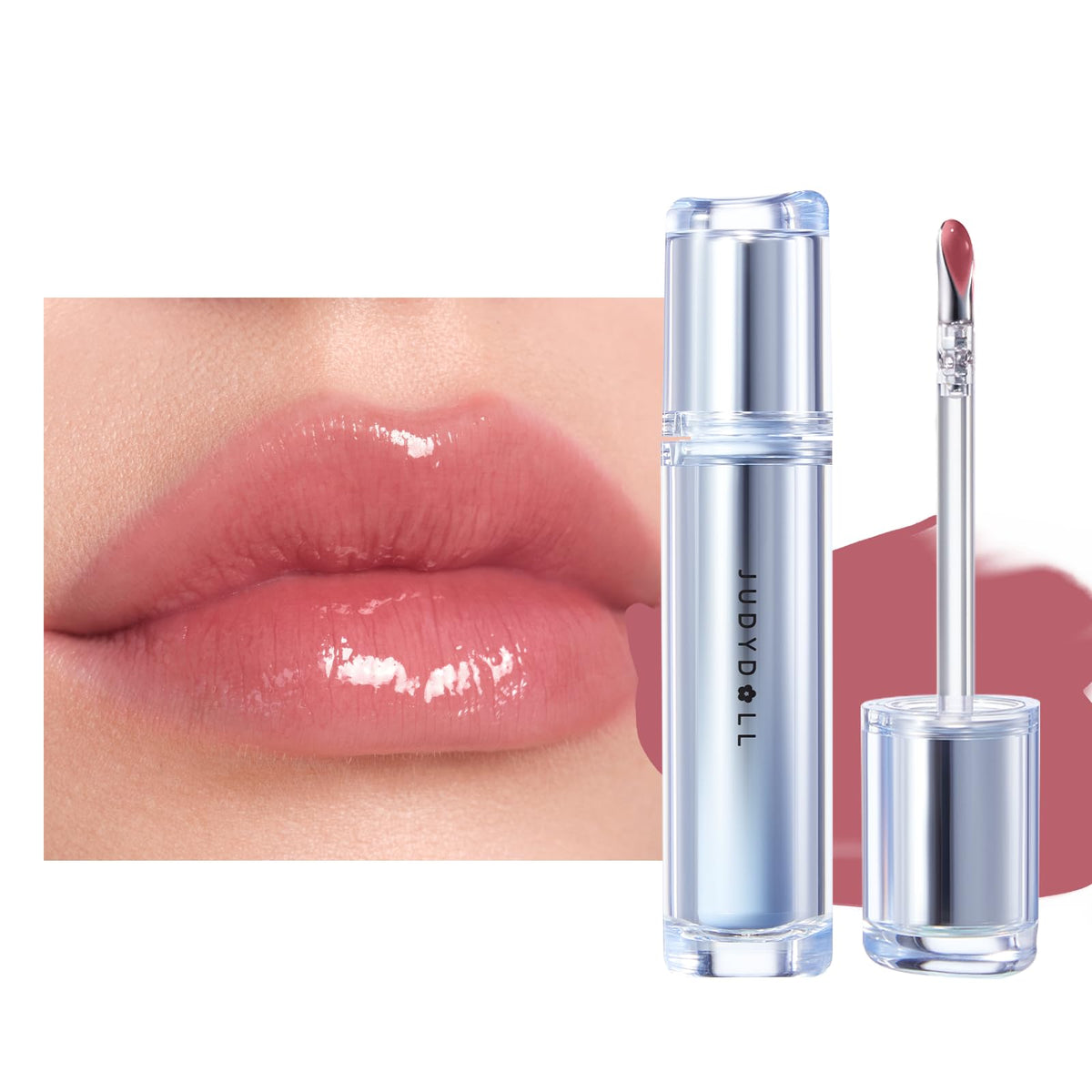 JUDYDOLL Ice Watery Lip Gloss, Moisturizing Liquid Lipstick with Hyaluronic Acid & Collagen,Long-lasting Mirror Lip Glazes with Iron Applicator(#10 Juiced Berry)