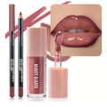 2Pcs/Set Mocha Brown Lip Liner and Nude Gloss Duo – 2PCS 90s Overline Lip Combo Set for Fuller Looking Lips, Deep Sculpting Contour Pencil & High Shine Hydrating Glass Gloss, Non-Sticky Volume Lip Kit