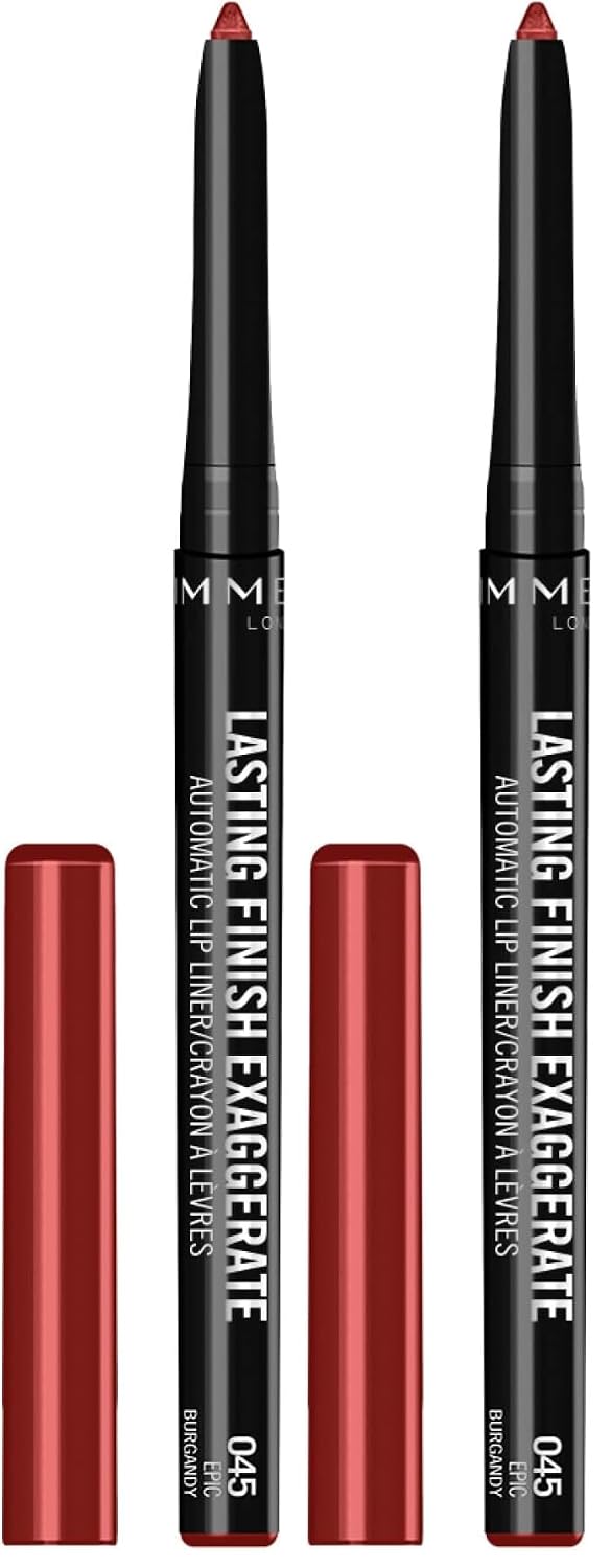 Rimmel Lasting Finish Exaggerate Automatic Lip Liner - Rich, Smooth Formula for Long Lasting Lip Looks - 45 Epic Burgundy, .01oz