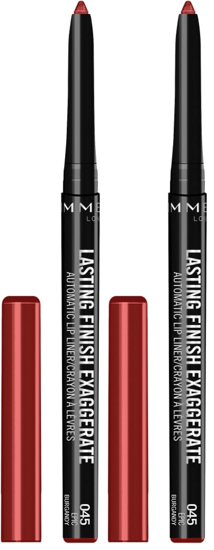 Rimmel Lasting Finish Exaggerate Automatic Lip Liner - Rich, Smooth Formula for Long Lasting Lip Looks - 45 Epic Burgundy, .01oz