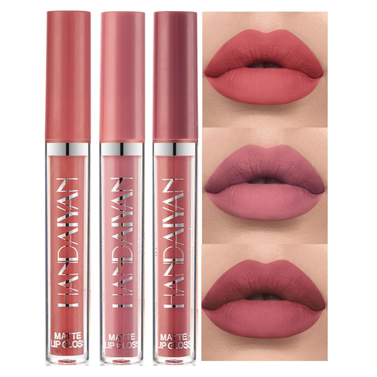 6Pcs Matte Liquid Lipstick Set, Waterproof Non Stick Cup Lip Gloss (Set A)