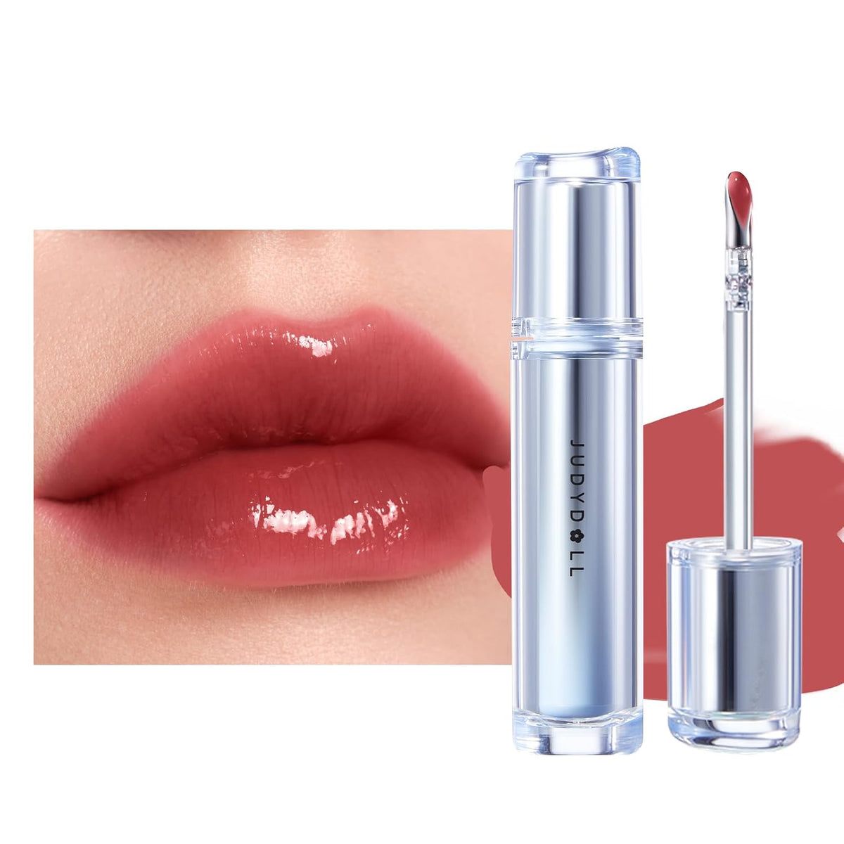 JUDYDOLL Ice Watery Lip Gloss, Moisturizing Liquid Lipstick with Hyaluronic Acid & Collagen,Long-lasting Mirror Lip Glazes with Iron Applicator(#10 Juiced Berry)