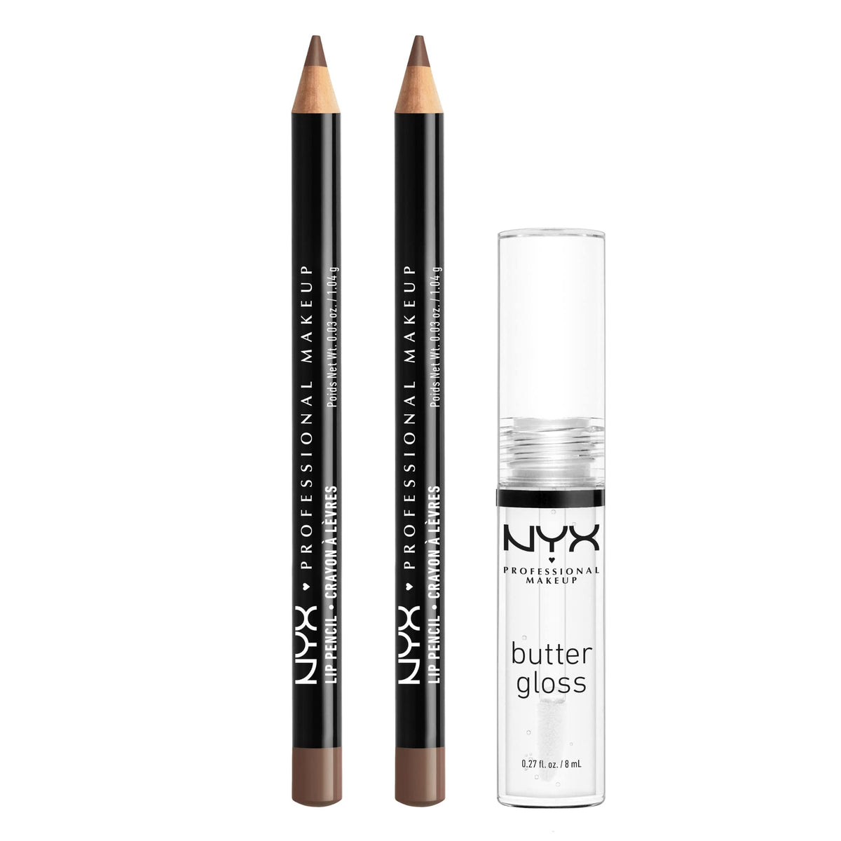NYX PROFESSIONAL MAKEUP Slim Lip Liner Set, Long-Lasting Creamy Lip Liner Pack Of 3 (Peakaboo Neutral, Nude Pink, Ever)