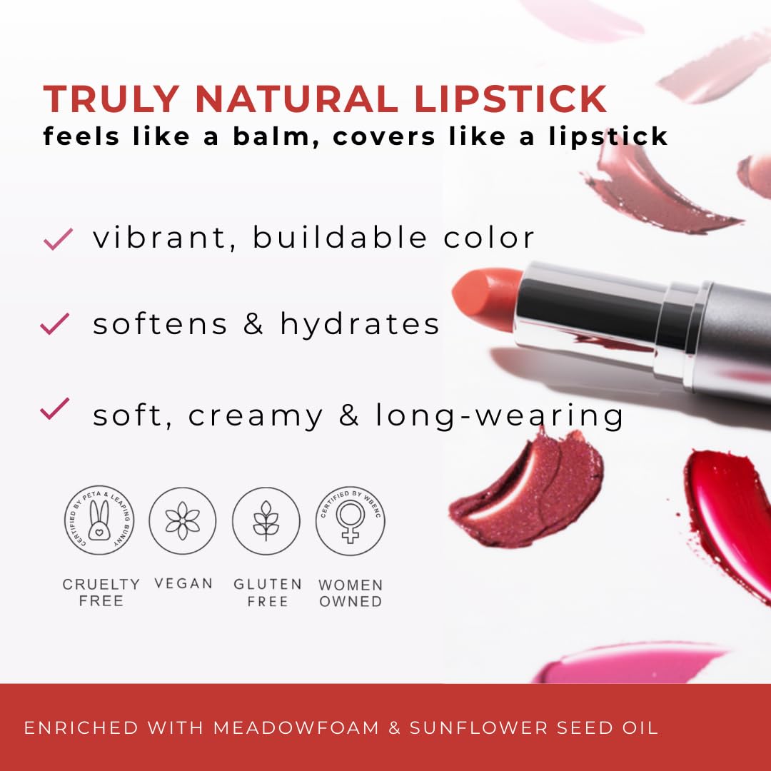 Honeybee Gardens Truly Natural Lipstick, Heirloom Pink Mauve Matte, 0.11 oz