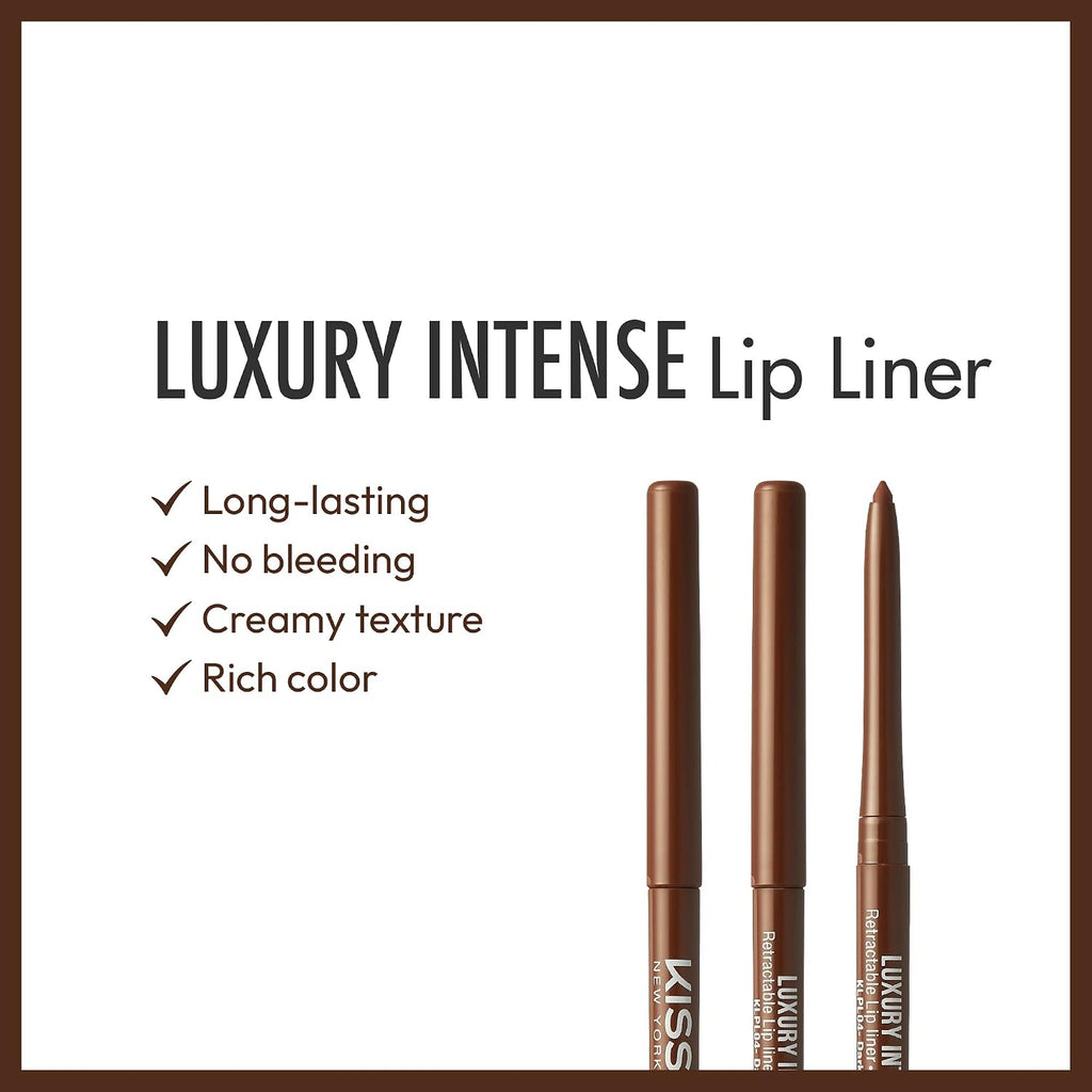 KISS NEW YORK Professional Lip Liner, Long-Lasting Luxury Intense Lipliner, Creamy Retractable Easy to Use Richly Pigmented Lip Liner Pencil 3 PCS (Dark Brown)