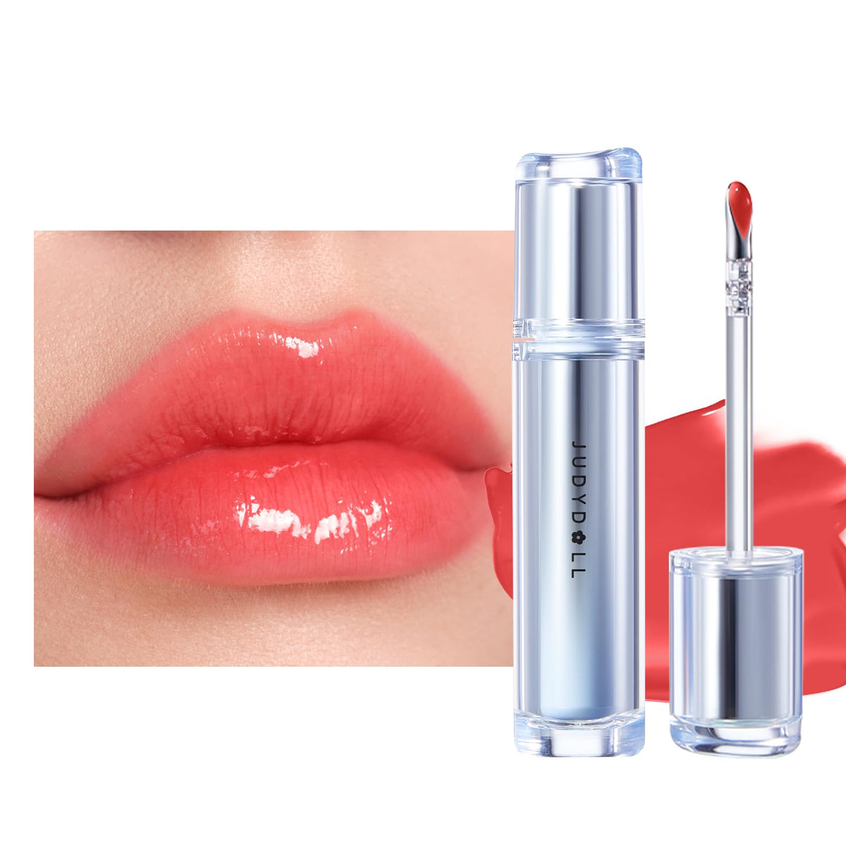 JUDYDOLL Ice Watery Lip Gloss, Moisturizing Liquid Lipstick with Hyaluronic Acid & Collagen,Long-lasting Mirror Lip Glazes with Iron Applicator(#10 Juiced Berry)