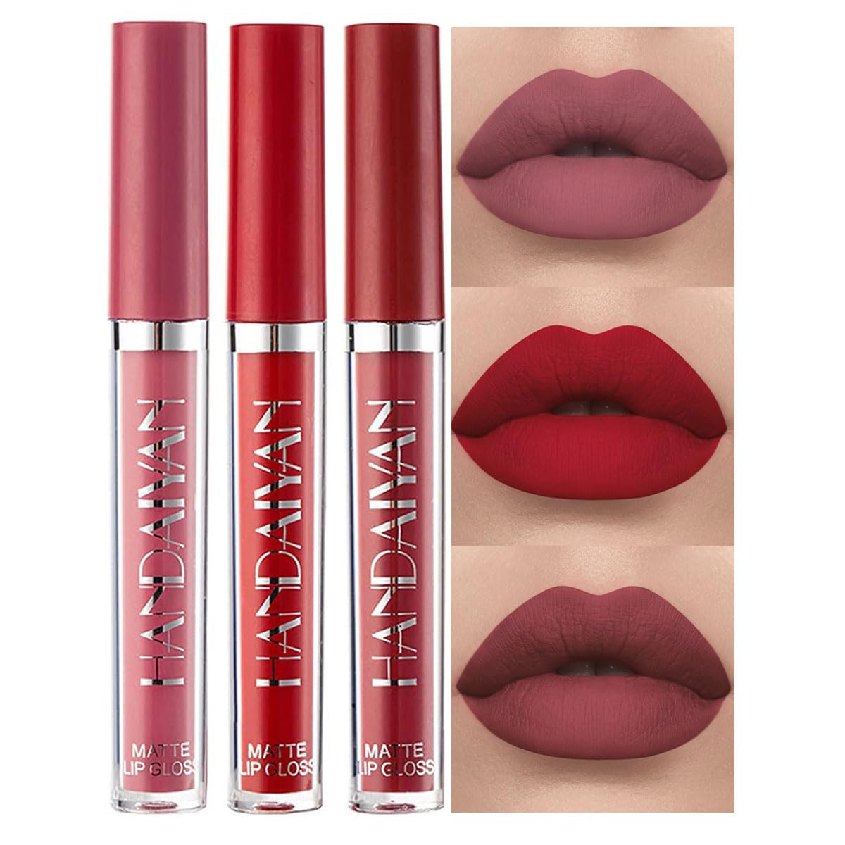 6Pcs Matte Liquid Lipstick Set, Waterproof Non Stick Cup Lip Gloss (Set A)