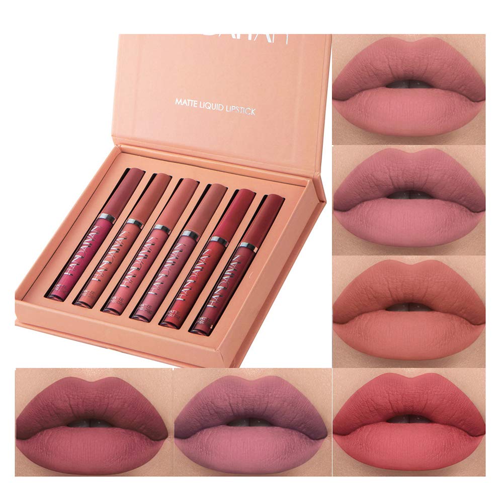 6Pcs Matte Liquid Lipstick Set, Waterproof Non Stick Cup Lip Gloss (Set A)