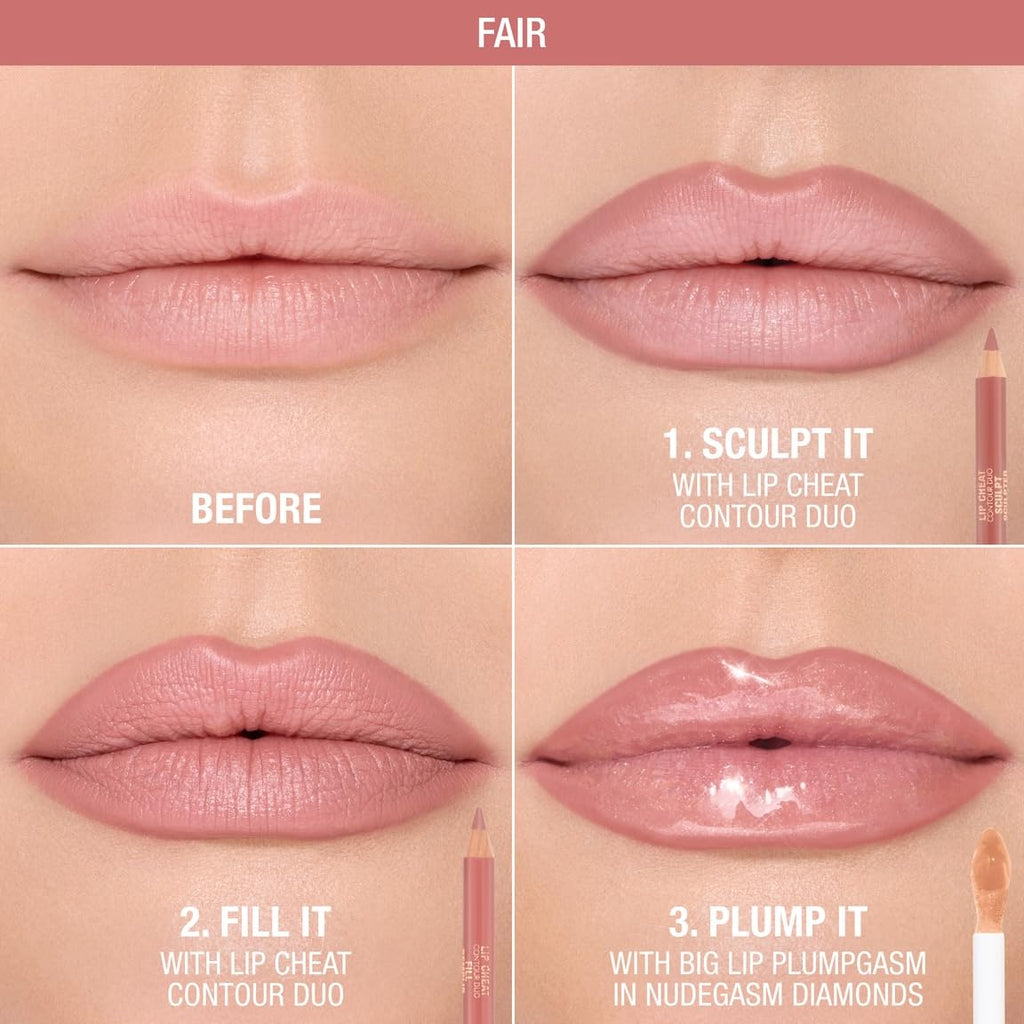 Charlotte Tilbury Lip Cheat Contour Duo - Dual-Sided Lip Liner Pencil to Sculpt & Fill for an Easy Contour Effect - Helps Prevent Lipstick Feathering