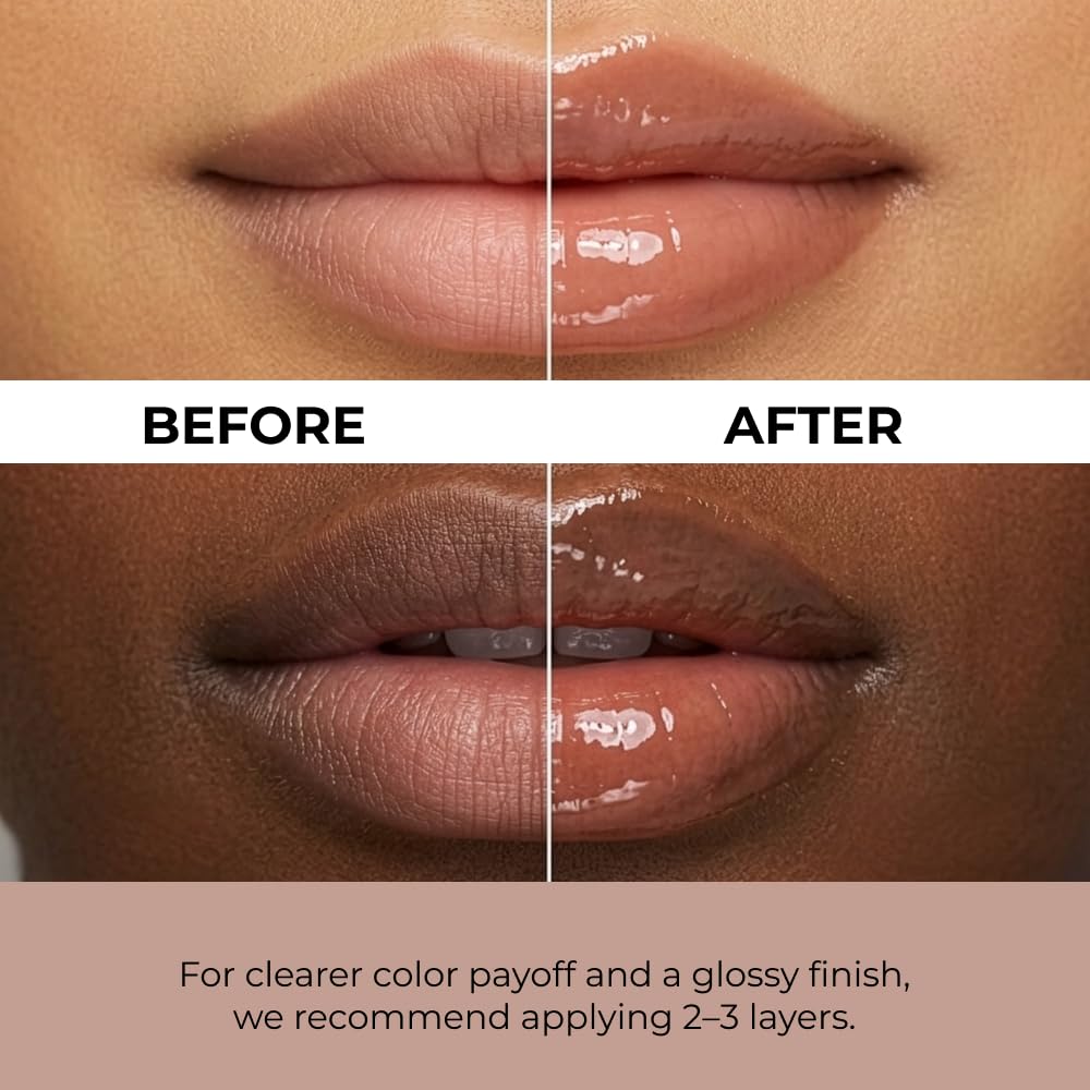 Lip Potion Caramel Glaze Tint | K-Beauty Full-Coverage High-Gloss Lip Tint | Syrupy Shine, Non-Sticky & Long-Lasting | 10 Shades (No.1 Milk Caramel)
