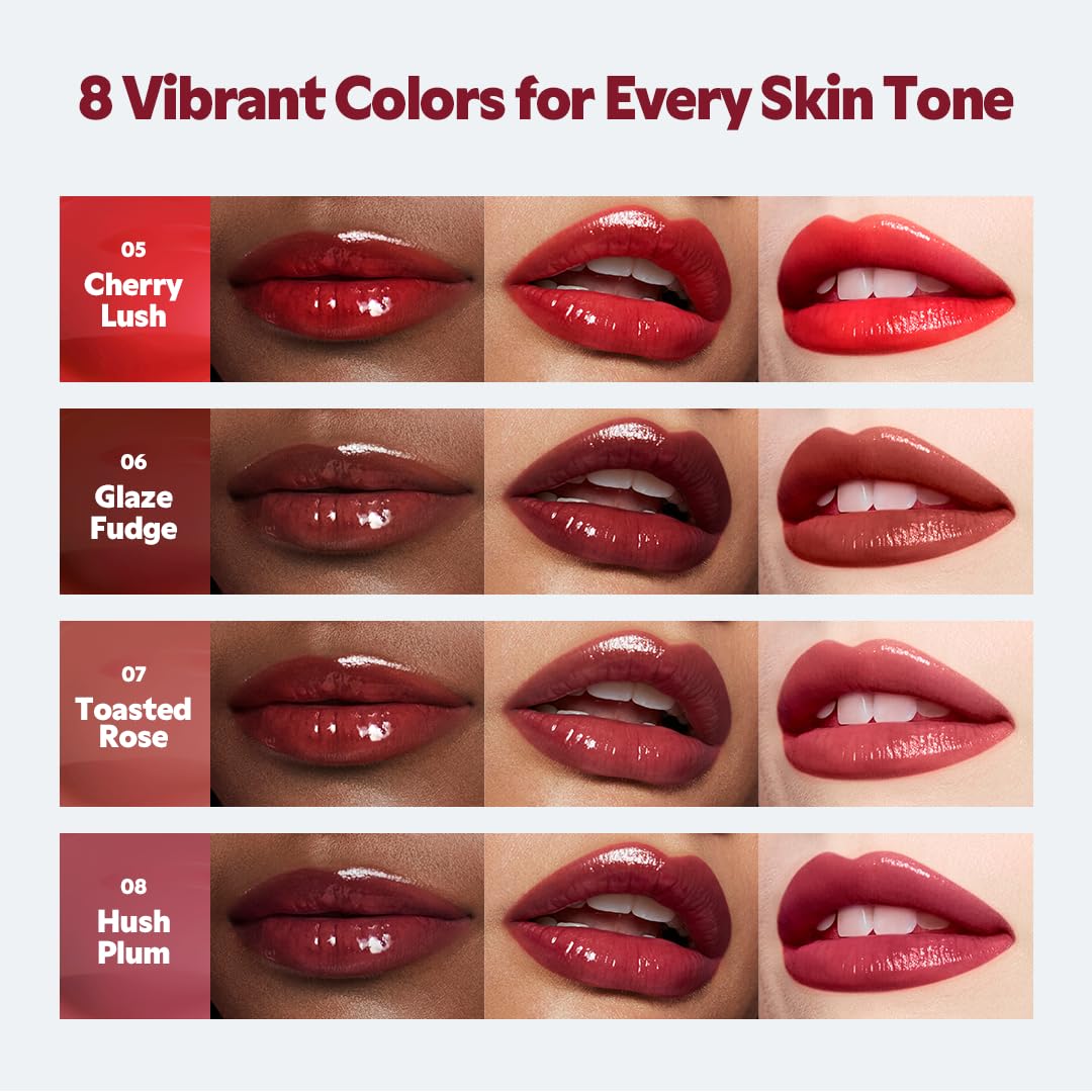 TIRTIR Glow Pop Tinted Lip Oil #06 Glaze Fudge | Korean makeup, Weightless Glossy Lip Tint Stain, Hydrating&Long Lasting, 74% Moisturizing Oil base Lip skincare, Nourishing Essence Lip Care, 0.15 Oz