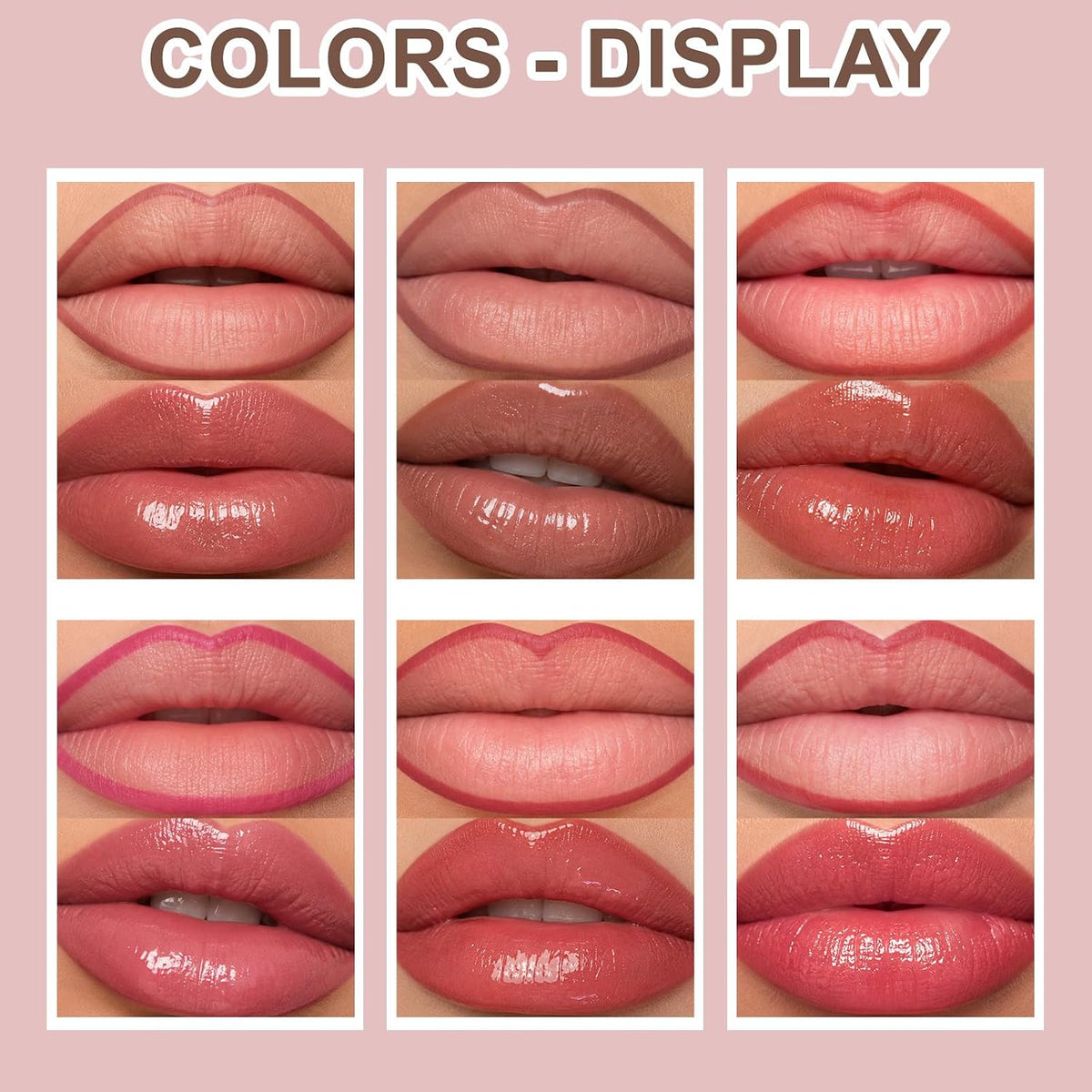 Nude Pink－Rosy Lip Liner Set with Glossy Lip Glaze, Lip Combo Kit with Natural Shades, Matte Lip Liner Pencil, High Pigment, Waterproof, Long Lasting, Moisturizing, Smooth for Lip Contouring