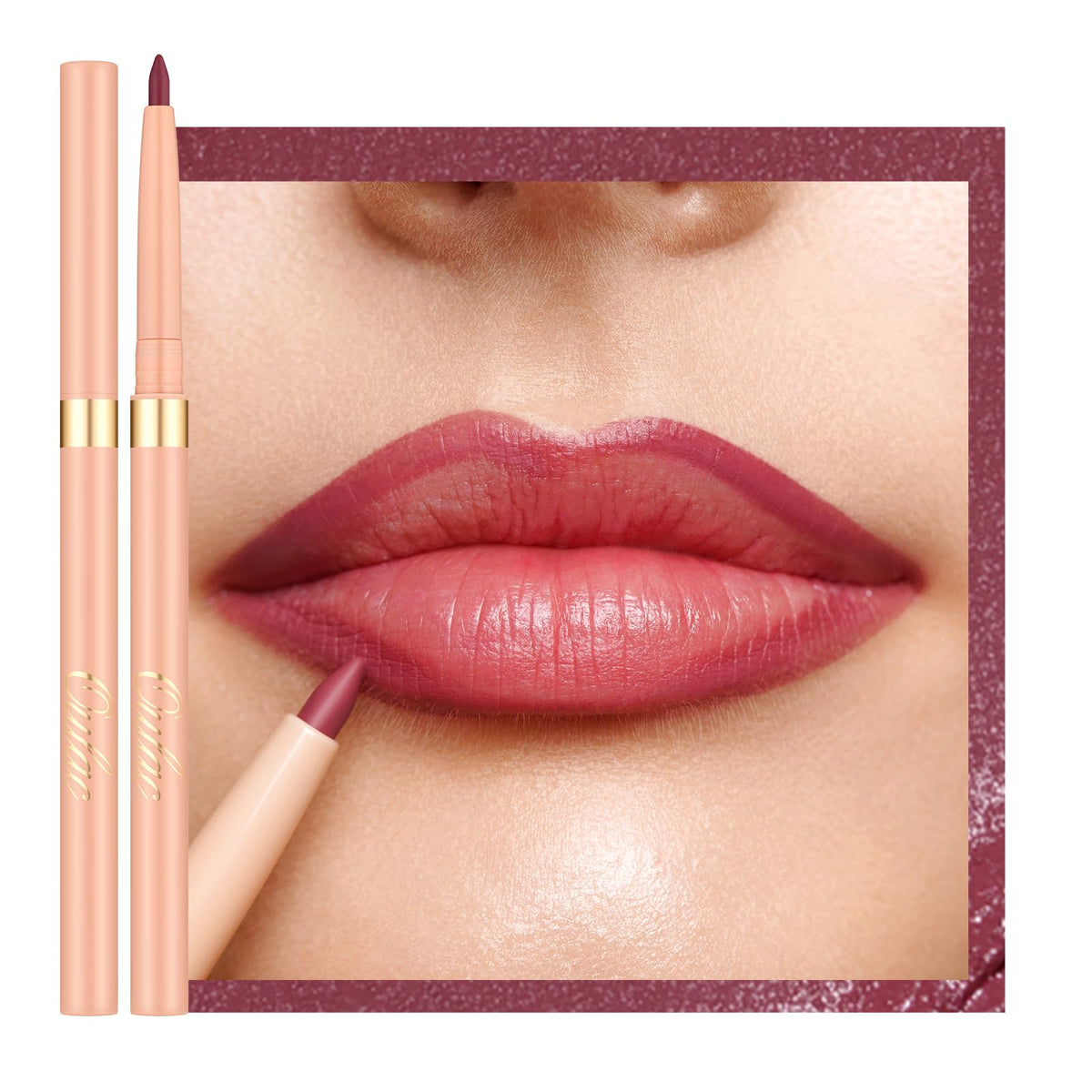 Oulac Brown Lip Liner Pencil, 2in1 Retractable Makup Crayon for Lipliner and Eyeliner, Highly Pigmented, Smooth, Long Lasting and Waterproof Formula, Vegan Beauty, 03 Teddy