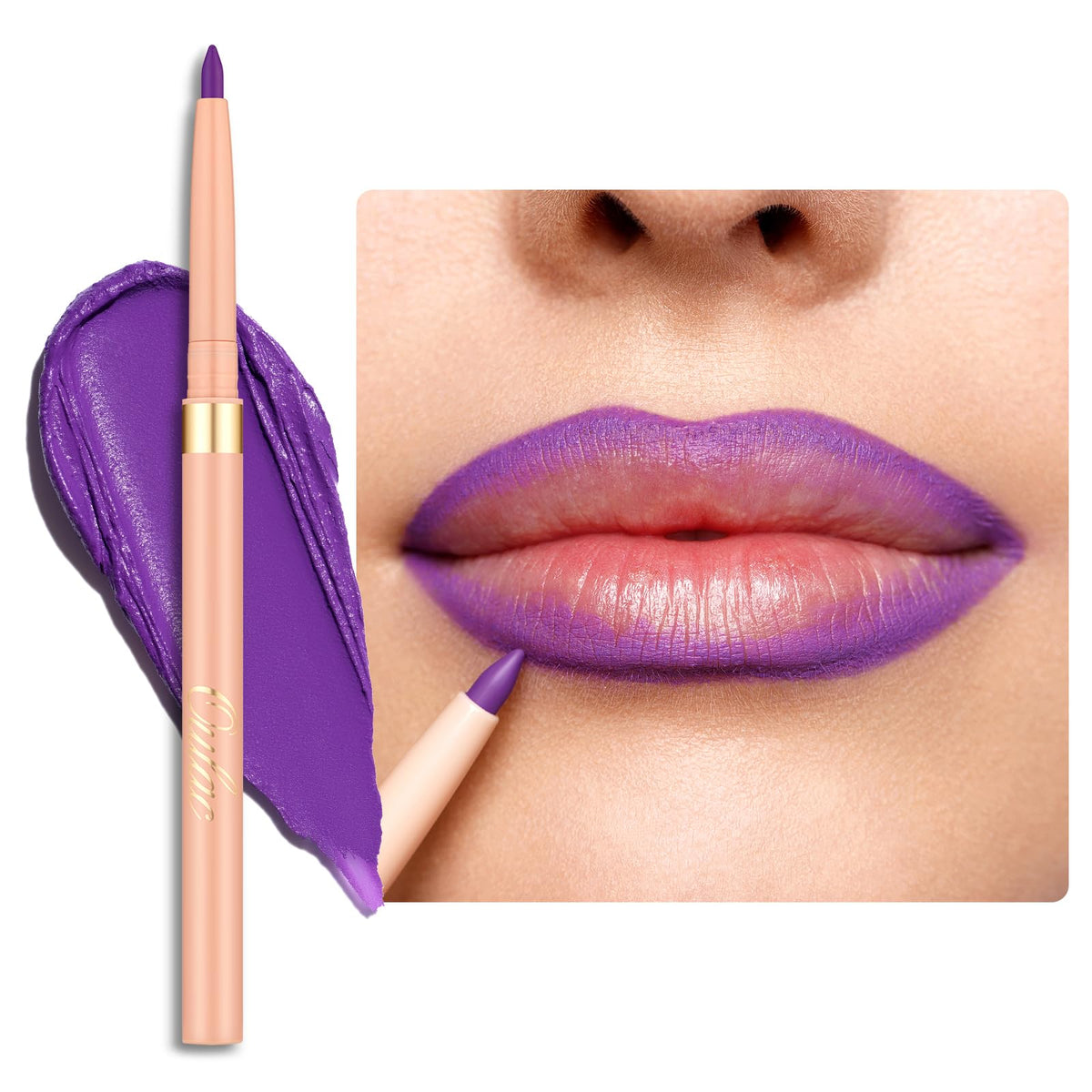 Oulac Brown Lip Liner Pencil, 2in1 Retractable Makup Crayon for Lipliner and Eyeliner, Highly Pigmented, Smooth, Long Lasting and Waterproof Formula, Vegan Beauty, 03 Teddy