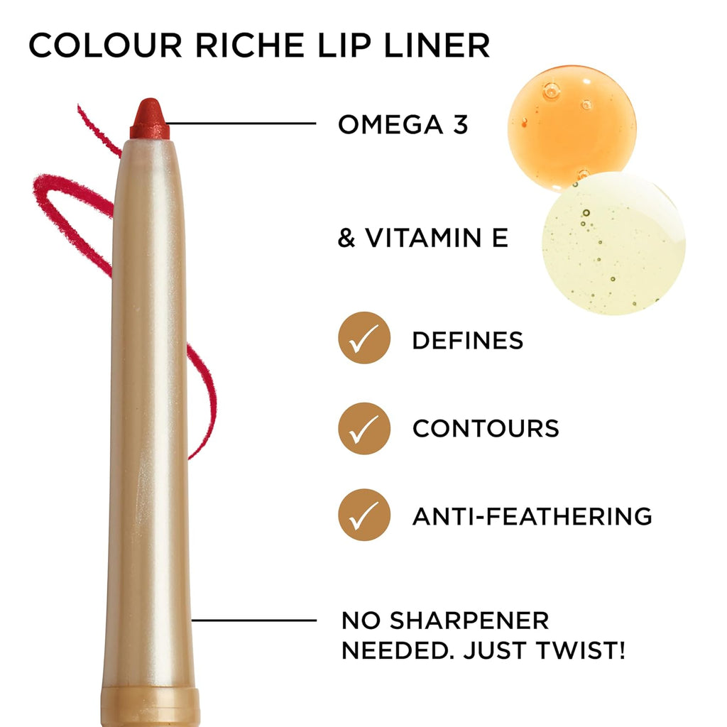 L'Oreal Paris Colour Riche Lip Liner Pencil, Creamy Lip Liner with Omega 3 and Vitamin E, 782 Toffee To Be (Warm Deep Brown)