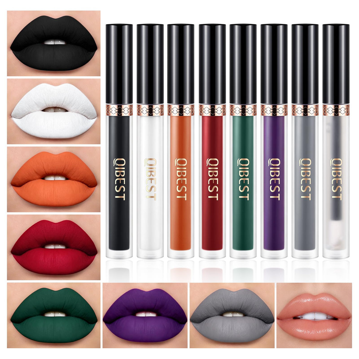 QiBest 12Pcs Creamy Lipstick Lip Liner Set, Pigmented Liner Pencils with Fine Tip for Shaping & Sculpting Lips, Matte Lipliner Lipsticvks Pack Makeup Gift Kit for Women & Girls, Long Lasting for 24hrs