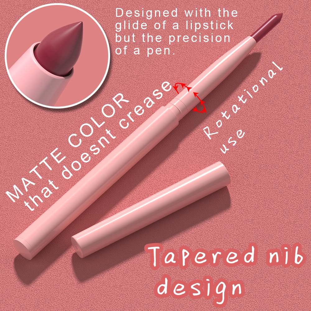evpct 6Pcs Retractable Lip Liner Pencils Set Pack for Shaping & Sculpting Lips, Mauve Maroon Red Orange Nude Chocolate Dark Brown Plum Creamy Matte Gel Lip Liner Lipliners Pencil delineador de labios