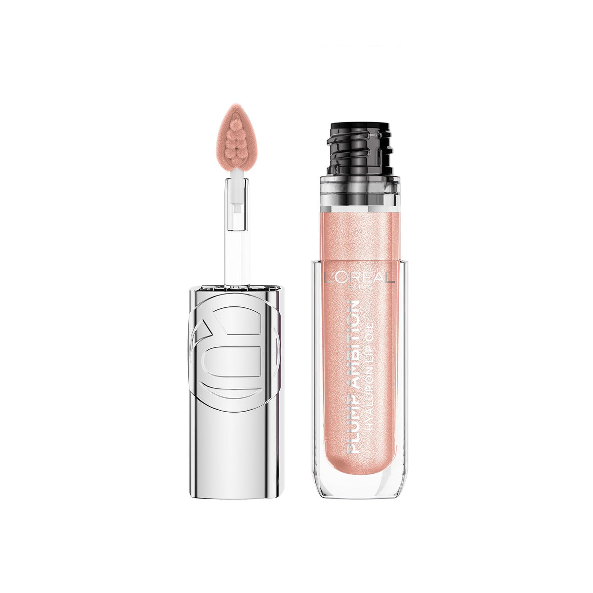 L'Oreal Paris Plump Ambition Hyaluron Lip Oil, 24 HR Lip Gloss with Hyaluronic Acid, Volumizing Formula with Glass-Like Shine, Cristal Clear 101, 0.16 Fl Oz