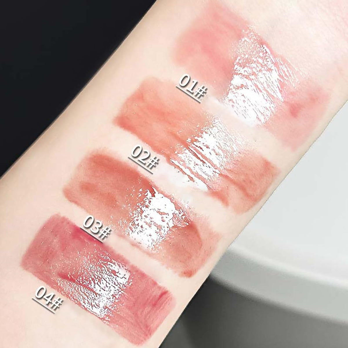 4PCS Cute Cat Jelly Lip Glaze Plumping Lip Gloss, Korean Lip Stain Long Lasting, Non-Sticky, Lip Tint Hydrating Natural Lipstick for Women