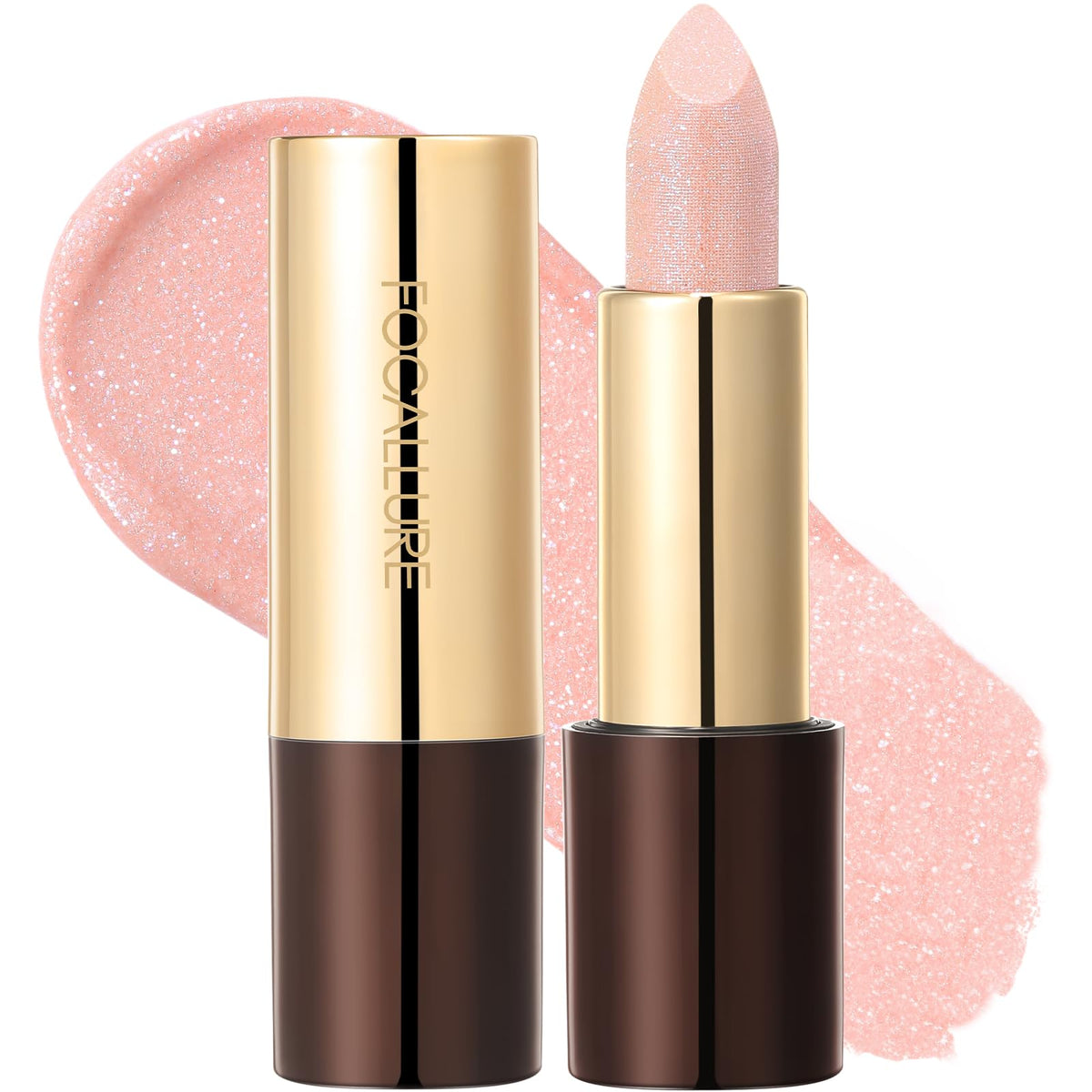 FOCALLURE Metallic Lipstick - Sparkle Glitter Finish, High Pigment Nude