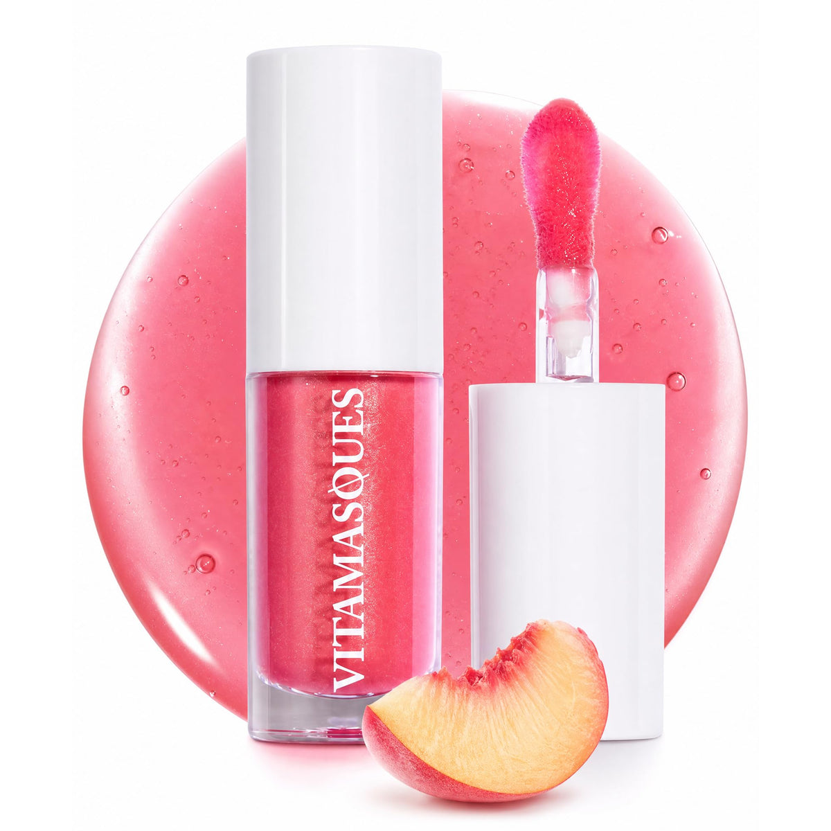 Vitamasques Korean Lip Oil Treatment - Strawberry Glaze Plump & Hydrate, Korean Lip Gloss, Lip Gloss plumper, Lip Oil For Women, Non-Sticky Lip Glow Oil Moisturizing - 0.17 Fl Oz