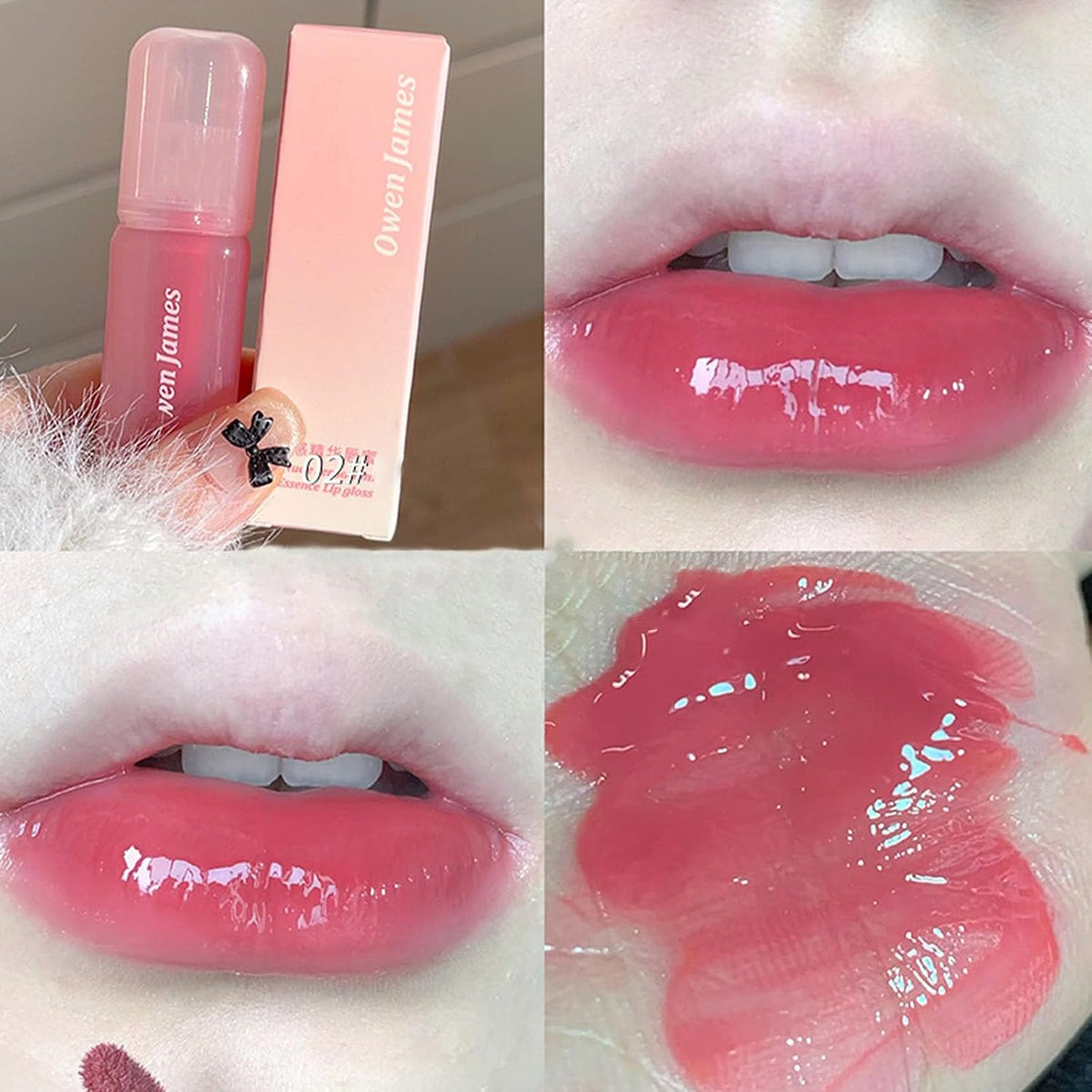 4PCS Hydrating Lip Gloss Set, High Shine Glass Finish Korean Lip Glaze