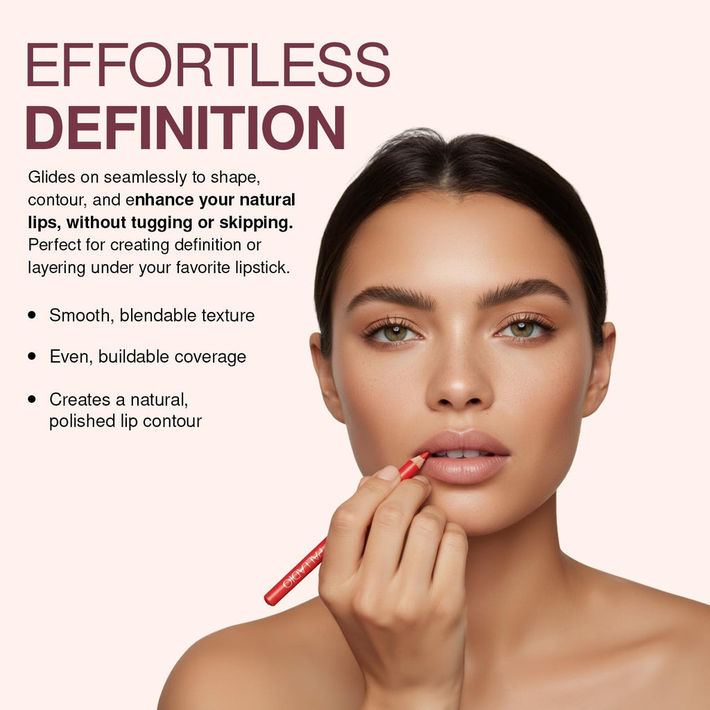 Palladio Lip Liner Pencil, Wooden, Firm yet Smooth, Contour and Line with Ease, Perfectly Outlined Lips, Comfortable, Hydrating, Moisturizing, Rich Pigmented Color, Long Lasting, Aubergine