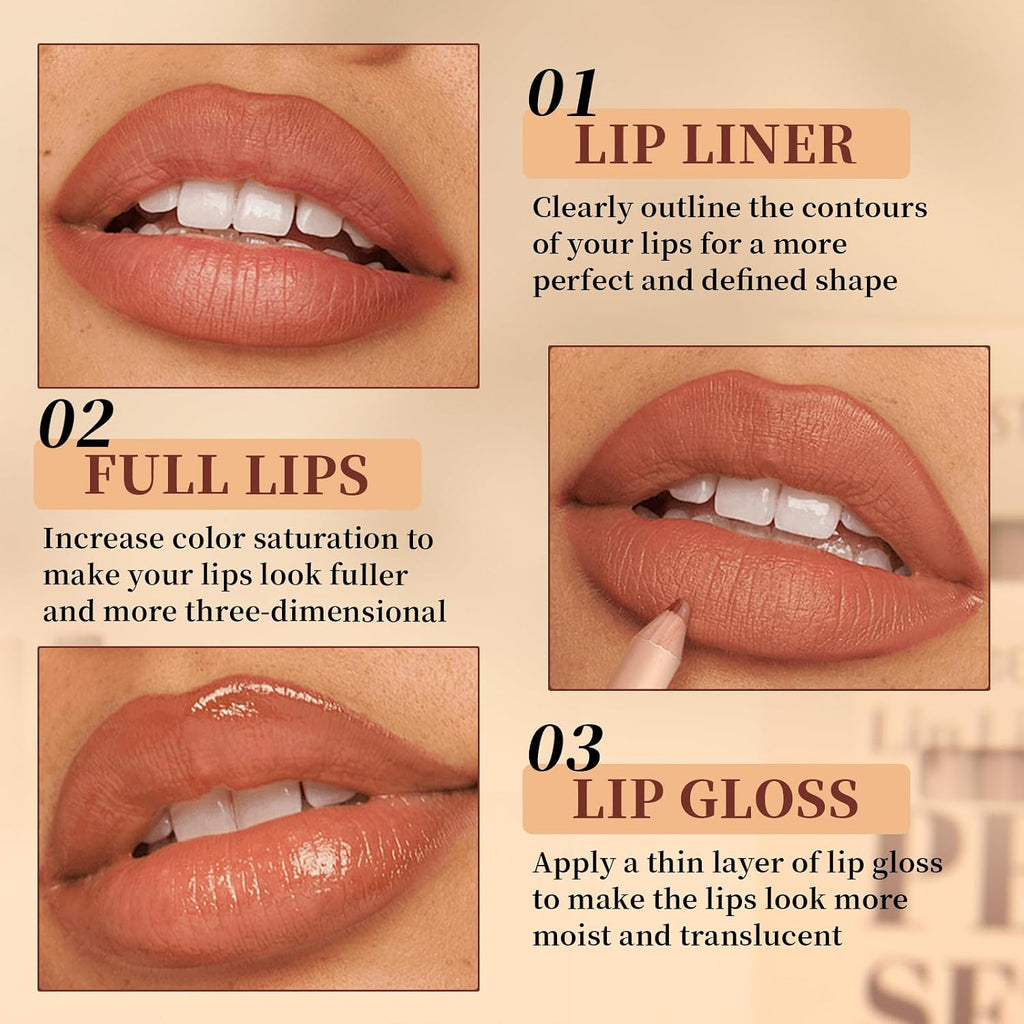 QiBest 12Pcs Creamy Lipstick Lip Liner Set, Pigmented Liner Pencils with Fine Tip for Shaping & Sculpting Lips, Matte Lipliner Lipsticvks Pack Makeup Gift Kit for Women & Girls, Long Lasting for 24hrs