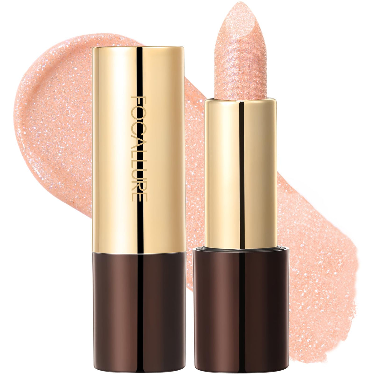 FOCALLURE Metallic Lipstick - Sparkle Glitter Finish, High Pigment Nude